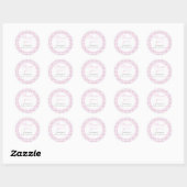 Autocollant classique Baby Shower Gingham rose (Feuille)