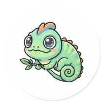Autocollant Classique Caméléon Vert Bébé Mignon