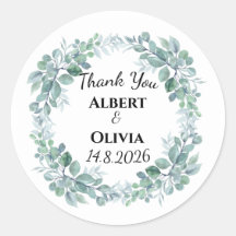 Autocollant classique de cadeau de mariage botaniq