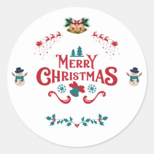 Autocollant classique de Noël cerf de neige bonhom
