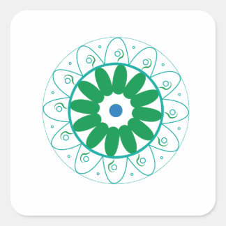 Autocollant Classique Rond Mandala Floral Vert