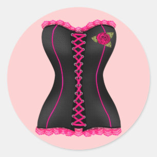 Autocollant Club Corset Rose Noir