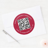 Autocollant Code QR Rouge Foncé Rond Nom de l'Entr (Enveloppe)