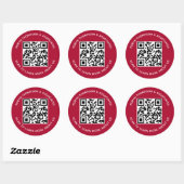 Autocollant Code QR Rouge Foncé Rond Nom de l'Entr (Feuille)