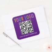 Autocollant Code QR Violet Carré Logo d'Entreprise (Enveloppe)