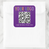 Autocollant Code QR Violet Carré Logo d'Entreprise (Sac)