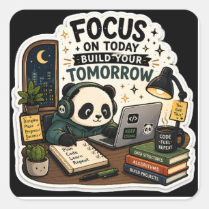 Autocollant Coding Panda Se concentrer sur aujou