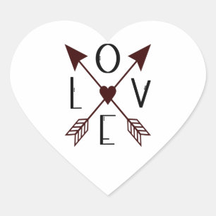 Autocollant cœur avec flèches d'amour