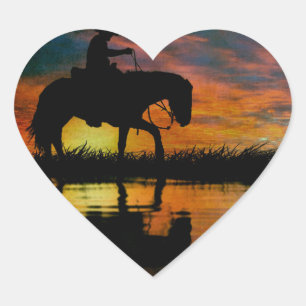 Autocollant Coeur Cowboy