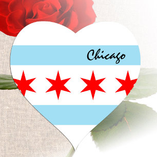 Autocollant Cœur de Chicago, Drapeau de Chicago Pa