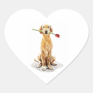 Autocollant Coeur de Retriever doré