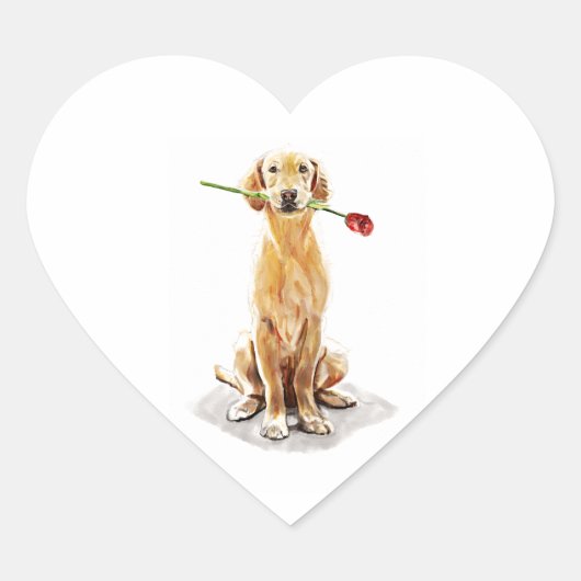Autocollant Coeur de Retriever doré (Devant)