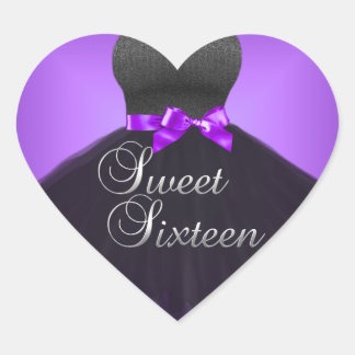Autocollant Cœur Douce 16 Seize Robe Violette