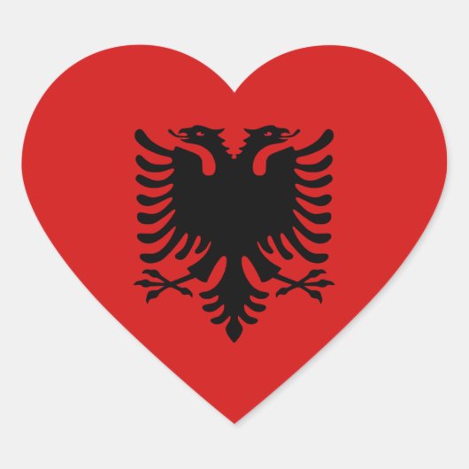 Autocollant Coeur du drapeau d'Albanie (Devant)