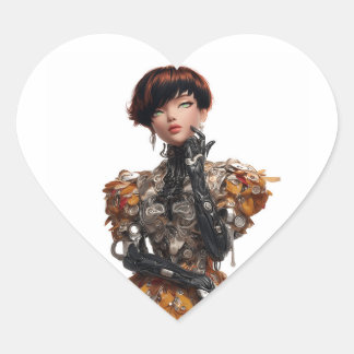 Autocollant Cœur Edgy avec Diva Cyberpunk