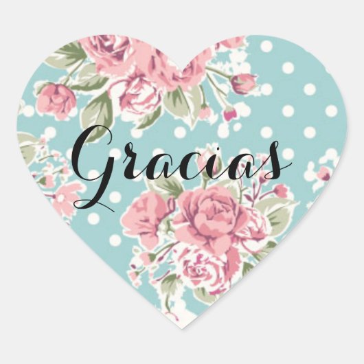 autocollant coeur floral (Devant)