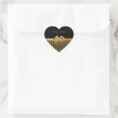 Autocollant Cœur Or Rayure Noire Or Arc (Sac)