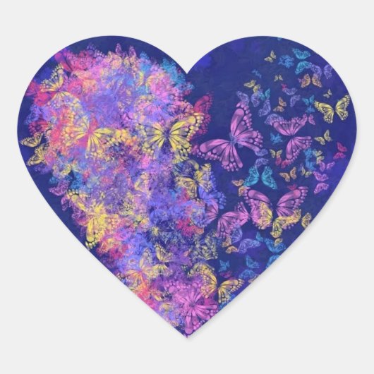 Autocollant Cœur Papillon - Amour (Devant)