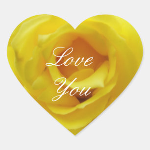 Autocollant Cœur Rose Jaune Je T'Aime