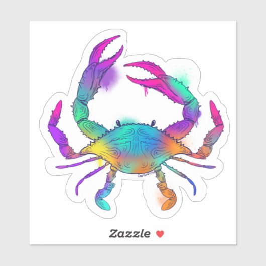 Autocollant coloré de crabe d'aquarelle (Feuille)