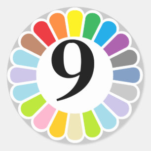 autocollant coloré du numéro 9