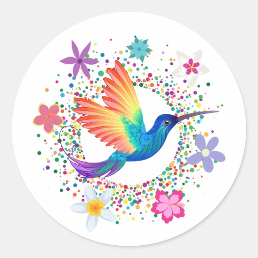 Autocollant coloré Fleurs d'oiseaux (Devant)