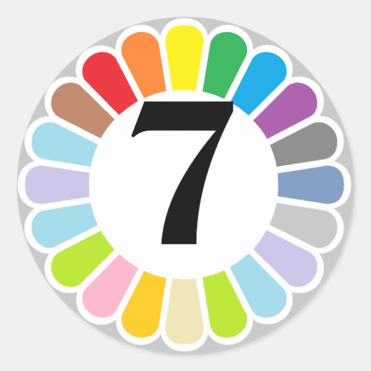 autocollant coloré numéro 7 (Devant)