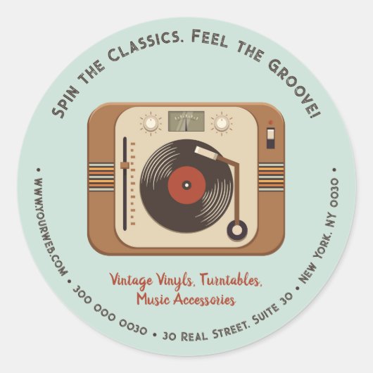 Autocollant commercial Retro Vinyl Tourne-disque p (Devant)