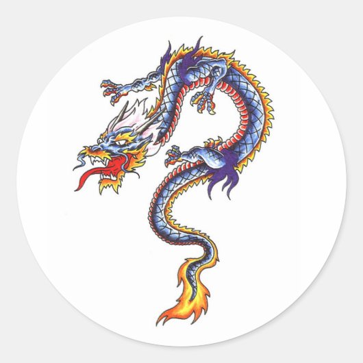 Autocollant cool Oriental Blue Water Dragon style (Devant)