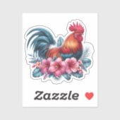 Autocollant Coq Rustique – Animal de Ferme Audacie (Feuille)