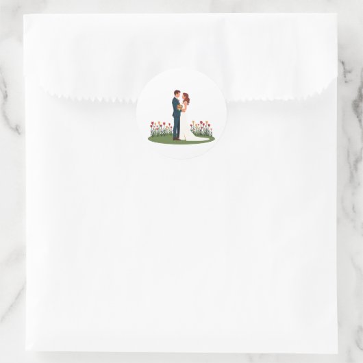 Autocollant Couple tenant des Fleurs (Sac)