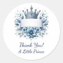 Autocollant Couronne Prince Argent Bleu Royal