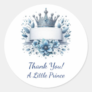 Autocollant Couronne Prince Argent Bleu Royal