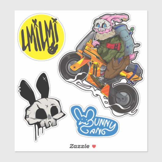Autocollant Crâne/Bunny_1 (Feuille)