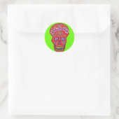 Autocollant crâne de fleurs en rouge (Sac)