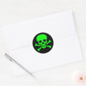 Autocollant crâne et os croisés vert et noir (Enveloppe)