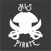 Autocollant Crâne et Os de Pirate Blanc avec Épée (Devant)