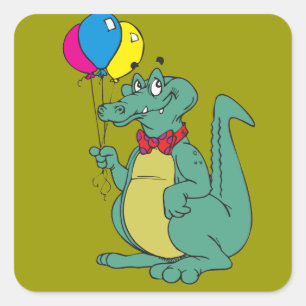 Autocollant crocodile / alligator avec ballons