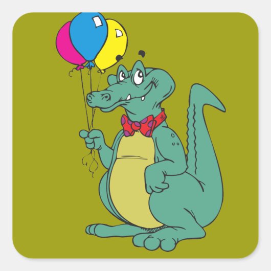 Autocollant crocodile / alligator avec ballons (Devant)