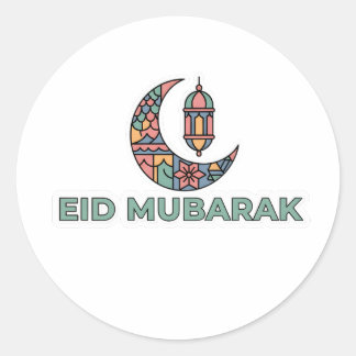 Autocollant Croissant de Lune Coloré Eid Mubarak