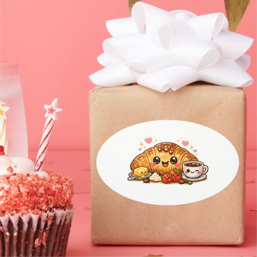 Autocollant Croissant Kawaii (Fête)