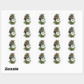 Autocollant Croix aux Fleurs Blanches (Feuille)