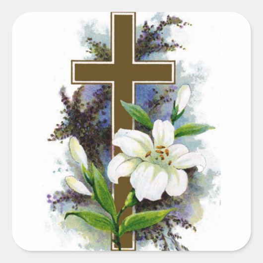 Autocollant Croix aux Fleurs Blanches (Devant)