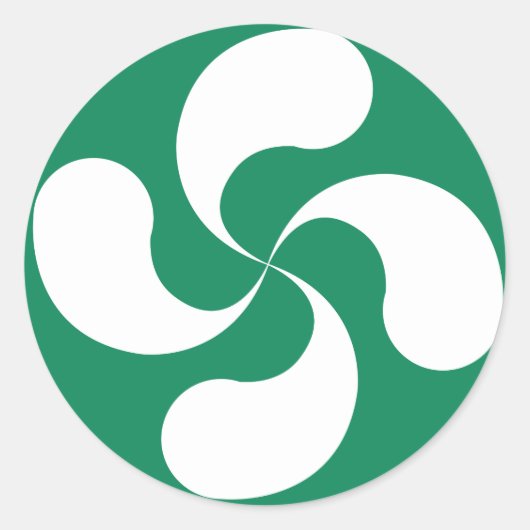 Autocollant Croix Basque Blanche Verte "Lauburu" (Devant)