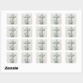 Autocollant Croix Chrétienne avec Branches à l'Aqu (Feuille)