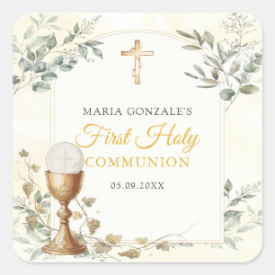 Autocollant Croix Dorée Première Sainte Communion