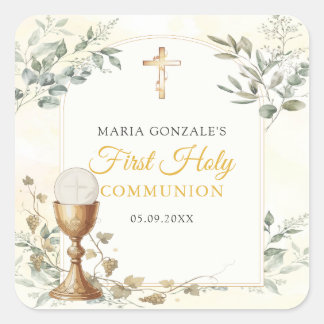 Autocollant Croix Dorée Première Sainte Communion