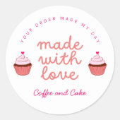 Autocollant Cupcake Café et Gâteau faits avec amou (Devant)