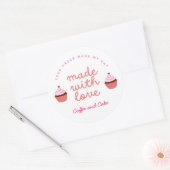 Autocollant Cupcake Café et Gâteau faits avec amou (Enveloppe)