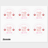 Autocollant Cupcake Café et Gâteau faits avec amou (Feuille)